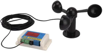Imagen del producto de Anemómetro de 3 aspas, con conexión USB y alarma de velocidad del viento para uso en exteriores