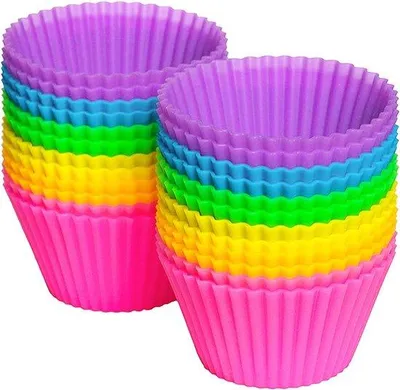 Zdjęcie produktu dla Silikonowe foremki do muffinek, zestaw 24 sztuk – kolorowe foremki do pieczenia – wielokolorowe