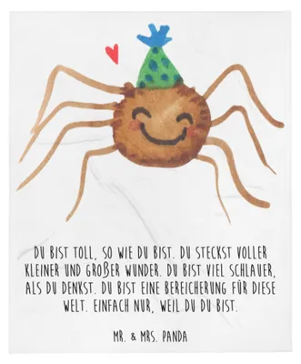 Produktbild von Mr. & Mrs. Panda Tagesdecke Spinne Agathe Party - Weiß - Geschenk, Selbstliebe, Motivation, Wunder, Glück, Decke, Bettdecke, Kuscheldecke, Sofaüberwurf, Sofadecke