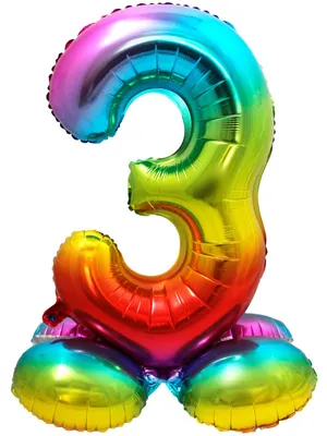 Produktbild von Stehender Folienballon Zahlen 28"/72cm | Rainbow Zahl: 3