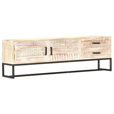 Obrázek produktu pro The Living Store TV skříňka bílá 140 × 30 × 45 cm akátové dřevo z masivu