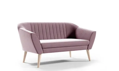 Immagine prodotto di GUTTO Divano 2 posti -- SUZI -- Panca rosa piedi in legno velluto Consegna rapida Stile scandinavo - bella trapuntatura