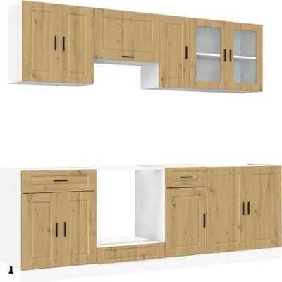 Image de vidaXL Ensemble de 8 armoires de cuisine Kalmar Chêne Artisan Bois composite