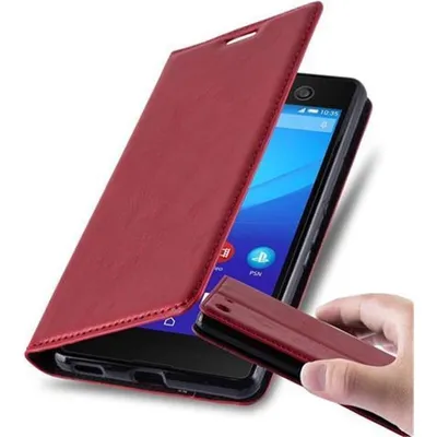 Produktbild von Cadorabo Hülle für Sony Xperia M5 Schutz Hülle in Rot Handyhülle Etui Case Cover Magnetverschluss