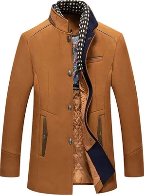 Produktbild von ASKSA Zimní kabát Pánský krátký kabát Slim Fit Teplý vlněný kabát, Hnědá, S