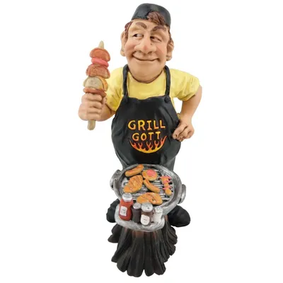 Produktbild von Funny Job - Grillgott Mann am Grill mit Würstchen und Fleisch