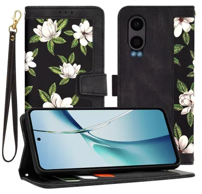 Produktbild von Techsuit FlipCraft Book Wallet Klapphülle mit Kabel für OnePlus Nord CE 4 Lite - Flowers of the Dawn