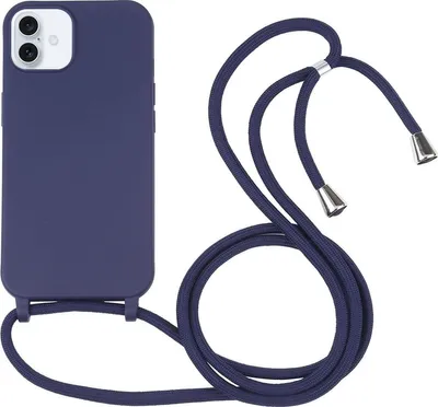 Produktbild von Mobigear Lanyard iPhone 16 Plus Silikon Handykette - Dunkelblau