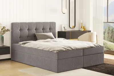 Obrázek produktu pro Kontinentální postel LUDANO s matrací 180x200 látka Sydney šedá