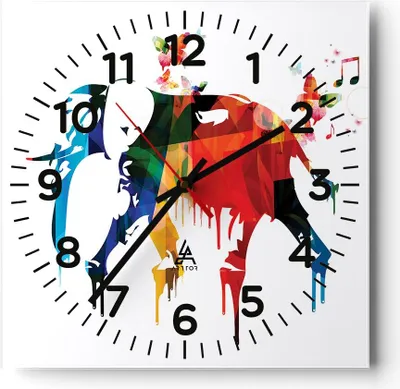 Produktbild von Wanduhr - Quadrat - Glasuhr - Elefant Tierwelt Fantasie - 40x40cm - Schleichendes Uhrwerk - Lautlos - zum Aufhängen bereit - Dekoration Modern - Wanddekoration aus Glas - C4AC40x40-3079