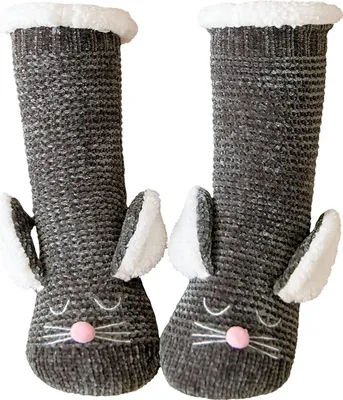 Produktbild von Kuschelsocken für Damen mit Rutschfester Sohle, Warme Hausschuhe, Weihnachtssocken, Wintersocken, Damen Mädchen Stoppersocken, Hüttensocken
