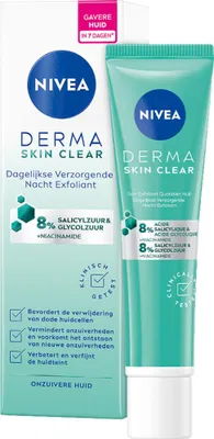 Productafbeelding van NIVEA – Nachtpeeling – DERMA Skin Pure Dagcrème – Met salicylzuur (AHA), glycolzuur & niacinamide – Tegen acne en mee-eters – 40 ml - 1 stuk