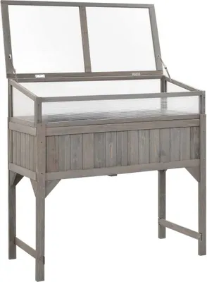 Zdjęcie produktu dla vidaXL Podwyższone łóżko ze szklarnią 110x54x120 cm z litego drewna jodłowego