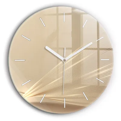 Produktbild von Wallfluent Große Wanduhr – Stilles Quarzuhrwerk - Uhr Dekoration Wohnzimmer Schlafzimmer Küche - Zifferblatt mit Striche - weiße Zeiger - 60 cm - Abstraktes Licht