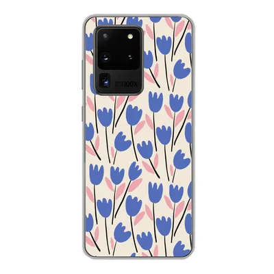 Produktbild von MuchoWow® Handyhülle Schutzhülle Hülle für Samsung Galaxy S20 Ultra Blume - Muster - Tulpe Silikon Softcase Handy Hülle - Karteninhaber