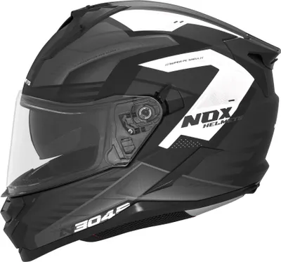 Image de Casque intégral NOX N304S Carver noir mat et blanc avec mélange, taille L