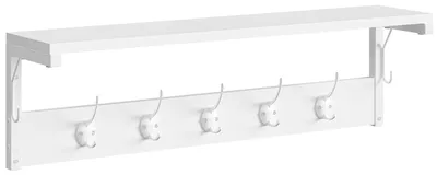 Wandkapstok mit 7 Haken & Ablage, 70x15x25 cm, Weiß