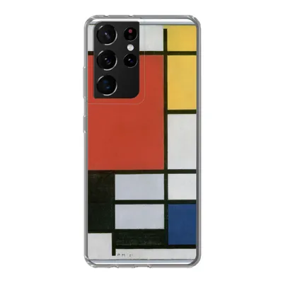 Produktbild von MuchoWow® Handyhülle Schutzhülle Hülle für Samsung Galaxy S21 Ultra Komposition 2 in Rot Blau und Gelb - Piet Mondrian Silikon Softcase Handy Hülle - Mobiltelefon
