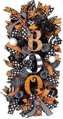 Produktbild von Halloween-Kränze für die Haustür, Halloween-Herbstkranz-Streifenkranz, für Außentüren und Innentüren (Farbe: Orange, Größe: Einheitsgröße)