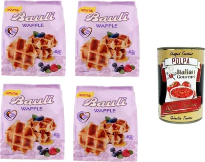 Produktbild von Bauli Waffle 4x 210gr Packung mit 6 Stück + Italian Gourmet Polpa 400g