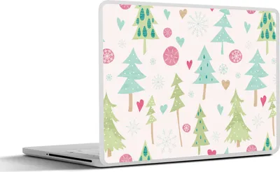 Produktbild von MuchoWow® Laptop Aufkleber Sticker Cover Winter - Wald - Muster - Schnee - Pastell 30x22 cm - Laptop-Sticker