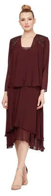 Produktbild von S.L. Fashions Damen Embellished Chiffon Tiered Jacket Dress Kleid fr besondere A