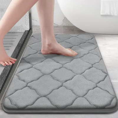 Immagine prodotto di Tappetino da bagno in memory foam, antiscivolo, 40 x 60 cm, grigio, morbido e assorbente, lavabile