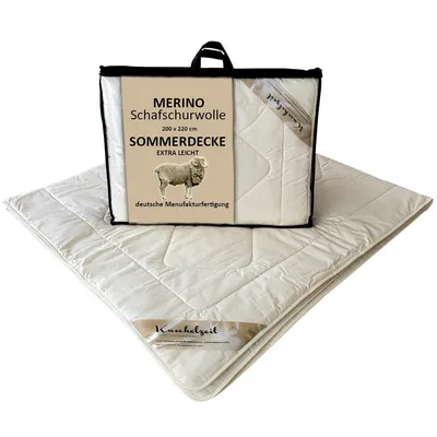 Produktbild von Merino Schafschurwolle extra leichte Sommerdecke Kuschelzeit in 200x220 cm