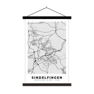 Produktbild von MuchoWow® Textilposter Karte - Deutschland - Sindelfingen - Stadtplan 40x60 cm mit schwarzem Rahmen - Wanddekorationen