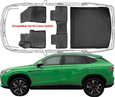 Produktbild von 3D Auto Fußmatten & Kofferraumwanne Set Kompatibel mit MG HS 2.Gen PHEV ab 2024