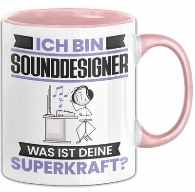 Produktbild von Sounddesigner Tasse Geschenk für Sounddesigner Geburtstag Lustiger Spruch Kaffee-Becher Was Ist Deine Superkraft (Rosa)