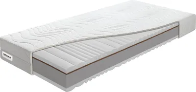 A mattress shown in a cutaway view to reveal its layers.