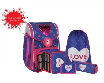 Produktbild von Spirit Schulranzen Set MAXX Heart, 5-teilig mit LED-Schloss