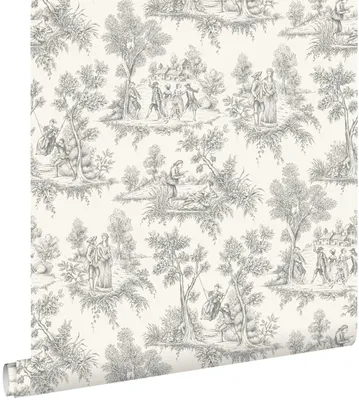 Zdjęcie produktu dla ESTAhome Tapeta nadruk toile de jouy szarym 50 x 900 cm