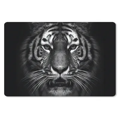 Produktbild von MuchoWow® Schreibtischunterlage Tiger - Tiere - Schwarz - Weiß - Porträt - Wild 60x40 cm - XXL Mauspad - Großes Mauspad
