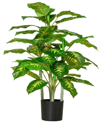 Produktbild von Künstliche Calathea-Pflanze 95 cm mit Zementtopf | Farbe: Grün-Schwarz