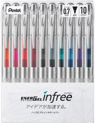 Produktbild von Pentel Set 10 Automatik Gel Stifte 0,7 mm Vielseitig