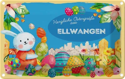Produktbild von vianmo Blechschild 20x30 cm Ostergrüße ELLWANGEN Ostern Gruß