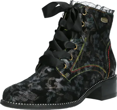 Produktbild von Laura Vita Damen Stiefelette Leder Rüschen Nieten Satinband Blumen Emcmao 05, Größe:37 EU, Farbe:Grau
