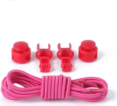 Produktbild von Elastische Schnürsenkel mit Schnellverschluss Schnellschnürsystem Schuhe Rund, Pink