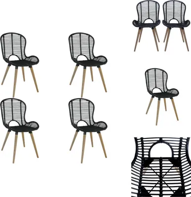Produktbild von vidaXL Esszimmerstühle 4 Stk. Schwarz Natur Rattan -  Esszimmerstühle