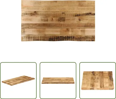 Image de The Living Store Plateau de table avec arête d'arbre 100x60x2,5 cm Mango massif rugueux