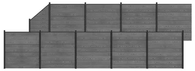 Produktbild von vidaXL zaunset 10 stk. 1657 x 186 cm WPC und Aluminium Grau