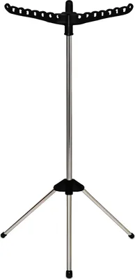 Produktbild von Relaxdays Bügelwäscheständer, für 27 Bügel, klappbar, 15kg belastbar, Wäschestandtrockner, HxD:143x56 cm, schwarz/silber