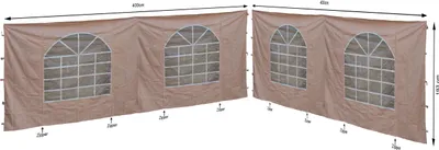 Produktbild von 2 Seitenteile mit PVC Fenster für Lounge Pavillon Sahara 4x4m Seitenwand Sand