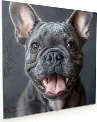 Produktbild von Küchenrückwand Spritzschutz Glas mit Motiv Lachender Hund 40 x 40 cm