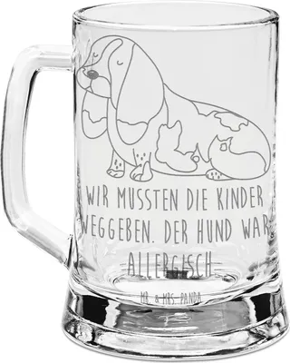 Produktbild von Mr. & Mrs. Panda Krug Hund Basset Hound - Transparent - Geschenk, Seidel, Hundeliebe, Lustig, Gravur Bierkrug, Bierhumpen, Glasbierkrug, Sprüche, Humpen