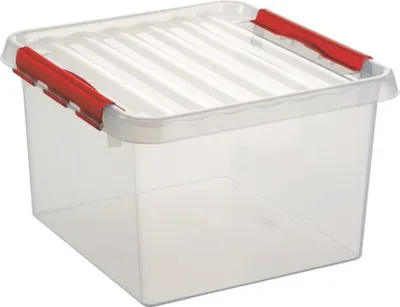 Image de Sunware Q-line Boîtes de rangement 26 L transparentes rouges – lot de 2