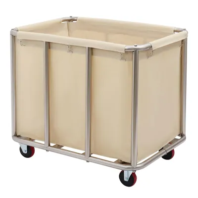 Image de Grande capacité Chariot à linge commercial Panier à linge à roulettes Beige-Jaune pour les ménages Hôtel