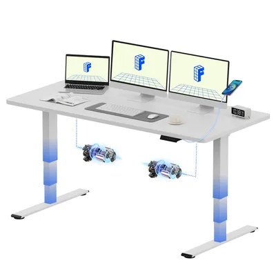Produktbild von FLEXISPOT E5 Plus Höhenverstellbarer Schreibtisch 160x80cm, Doppelmotor, 25MM EINTEILIGE TISCHPLATTE, USB-Anschluss, 120KG Tragkraft, Weiß